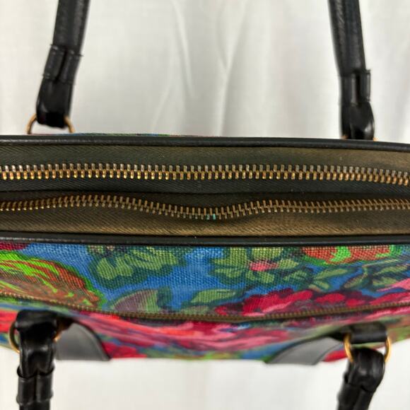 Vintage 70s Floral Tapestry Weekender Carry On Bag Tote Red Pink Green Blue - Picture 5 of 8